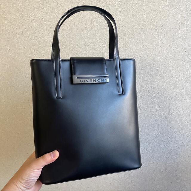 美品✨ GIVENCHY フォーマル レザー ハンドバッグ ロゴ 黒 - ハンドバッグ