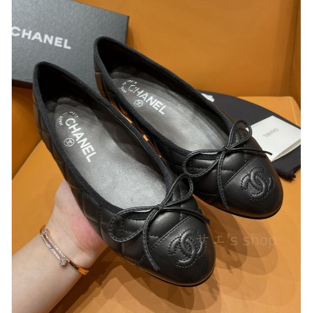 試着のみ未使用 CHANEL バレエシューズ 38C ブラック バレリーナ