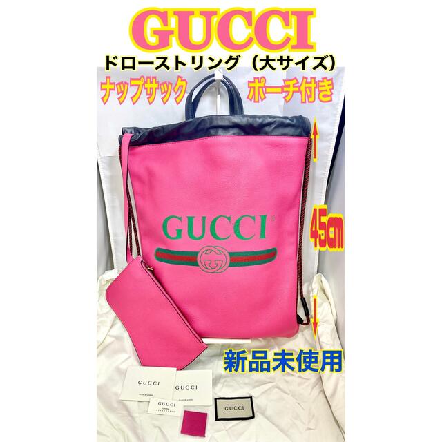 Gucci - 新品⭐GUCCI プリント グッチ ナップサック ドローストリング 大⭐️ピンク