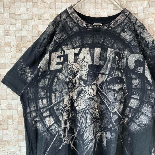なので アメリカUSA古着半袖バンドtシャツメタリカヘヴィコットンXL黒