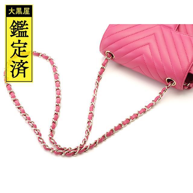 CHANEL(シャネル)のシャネル Vステッチ ミニショルダーバッグ ラムスキン ピンク【434】 レディースのバッグ(ショルダーバッグ)の商品写真