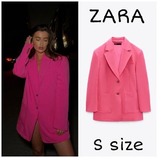 ザラ(ZARA)のZARA　マスキュリン ブレザー　Sサイズ　ネオンピンク(テーラードジャケット)