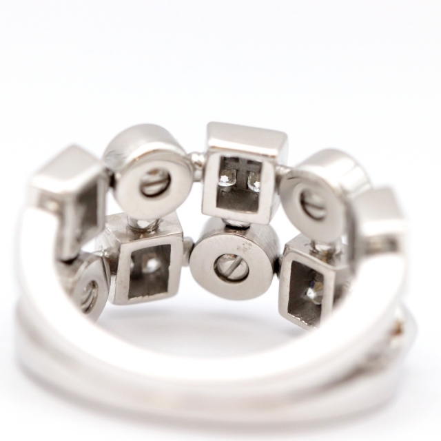 美品 ブルガリ ルチア 2ロウ リング 約11号 ダイヤモンド 750 K18WG ホワイトゴールド レディース 指輪 ジュエリー BVLGARI
