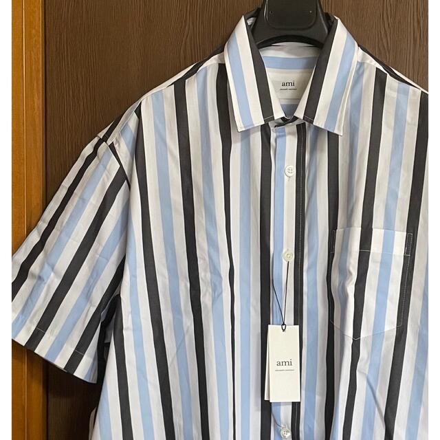 Maison Martin Margiela(マルタンマルジェラ)の22SS新品36 AMI Paris ストライプ オーバーサイズ 半袖 シャツ メンズのトップス(Tシャツ/カットソー(半袖/袖なし))の商品写真