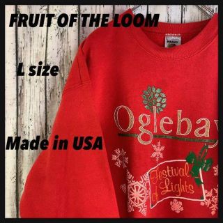 FRUIT OF THE LOOM★USA製　スウエット クリスマス風　L(スウェット)