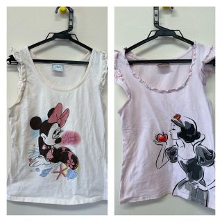 ディズニー(Disney)のミニーと白雪姫。フリルキャミソール。2枚セット。美品(Tシャツ/カットソー)