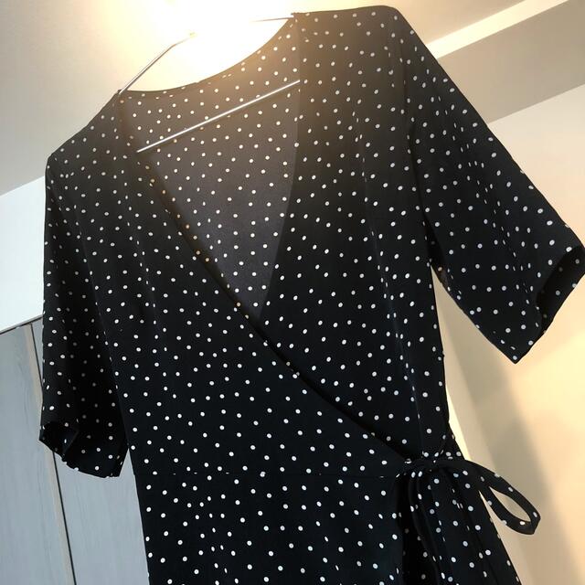試着のみ☆メゾンドリーファー☆ドット柄カシュクールロングワンピース☆38