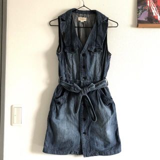 ディーゼル(DIESEL)の美品☆DIESEL☆ノースリーブデニムミニワンピースXS(ミニワンピース)