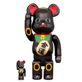 ベアブリック(BE@RBRICK)のBE@RBRICK 招き猫 金運 黒メッキ 100％ & 400％(その他)