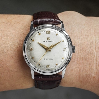セイコー(SEIKO)の(520) セイコー スーパー 手巻き 1957年 稼働 日差６秒 模様文字盤(腕時計(アナログ))