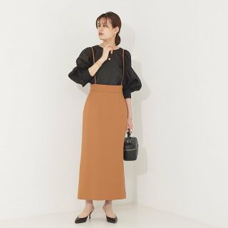 ルージュヴィフラクレ(Rouge vif la cle)の【キャメル】【XSサイズ展開】【ロングセラー】サスペンダータイトスカート(ロングスカート)