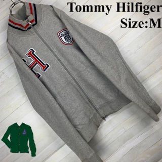 トミーヒルフィガー(TOMMY HILFIGER)の《激かわ》トミーヒルフィガー　フルジップパーカー　M☆グレー　灰色　刺繍ロゴ(パーカー)