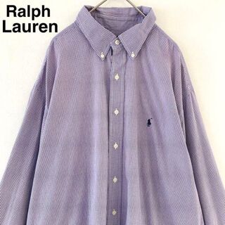 ラルフローレン(Ralph Lauren)の【激レア】Ralph Lauren◎BDシャツ◎ギンガムチェック◎紫×白◎刺繍◎(シャツ)