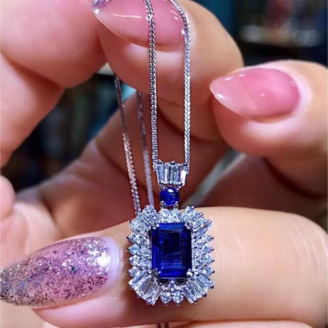 天然 ブルーサファイア ダイヤ ネックレス0.76ct k18 - アクセサリー