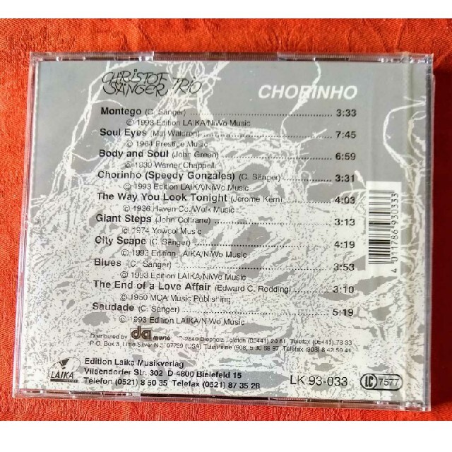 CHRISTOF SANGER TRIO / CHORINHO エンタメ/ホビーのCD(ジャズ)の商品写真