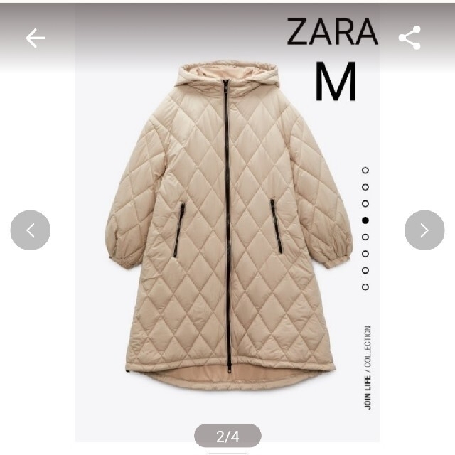 ZARA Ｍ新品 フーデッド　パフジャケット　コート　キルティング