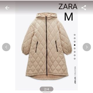 ザラ(ZARA)のZARA Ｍ新品 フーデッド　パフジャケット　コート　キルティング(ロングコート)