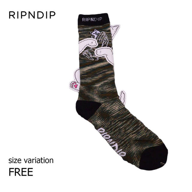 RIPNDIP ソックス　靴下 Praying Hands socks グリーン メンズのレッグウェア(ソックス)の商品写真