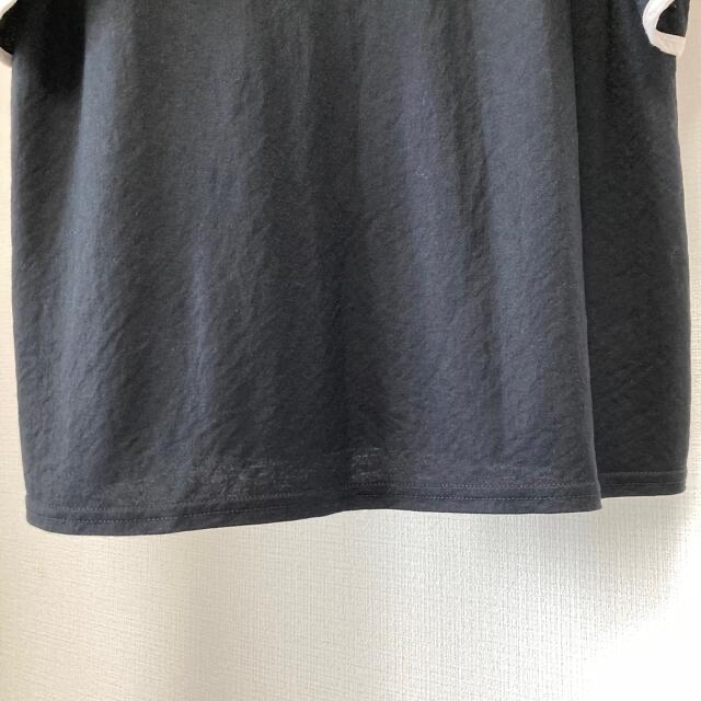 GRL(グレイル)の【中古/傷あり】バイカラーフリル袖パイピングTシャツ　ブラック レディースのトップス(Tシャツ(半袖/袖なし))の商品写真