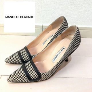 マノロブラニク(MANOLO BLAHNIK)のMANOLO BLAHNIK◆マノロブラニク 37 千鳥柄　レトロ　ブラック(ハイヒール/パンプス)