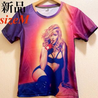 新品★カラフル★Madonna★セクシーTシャツ★ユニセックス★M(Tシャツ/カットソー(半袖/袖なし))