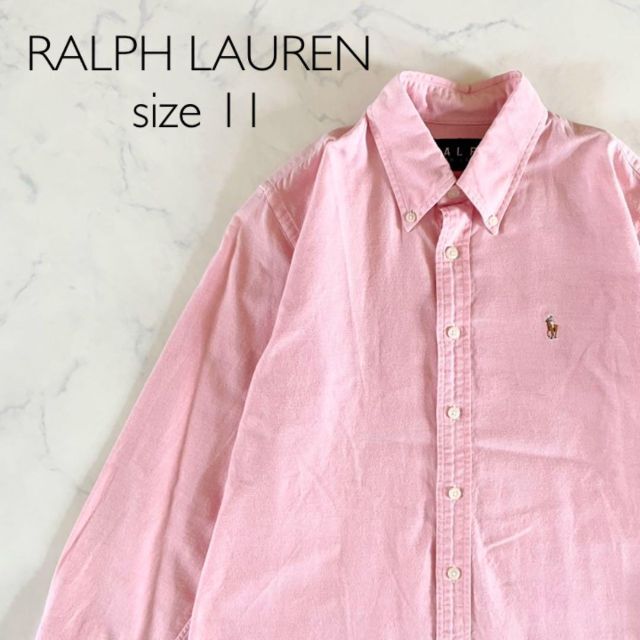 【美品】サイズ11 ラルフローレン ピンク 長袖シャツ ポニー刺繍