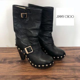 ジミーチュウ(JIMMY CHOO)のジミーチュウ◆JIMMY CHOO ブーツ レザー ブラック　スタッズ(ブーツ)