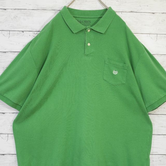 XXL チャップス CHAPS 刺繍ロゴ 胸ポケット 半袖 ポロシャツ グリーン