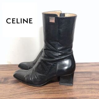 セリーヌ(celine)のCELINE◆セリーヌ OLD ショートブーツ　ロゴ　バンバン ブラック　ブーツ(ブーツ)
