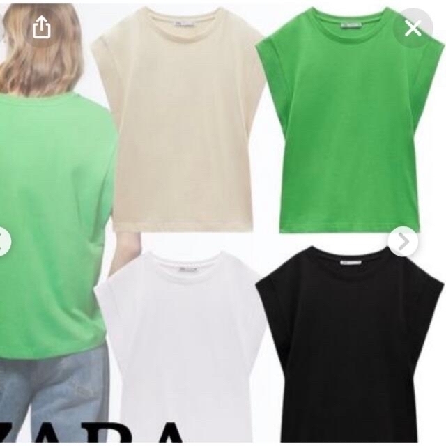 ZARA(ザラ)の☆ZARA リブ コットン Tシャツ 黒 ブラック 試着のみ 完売品 L ☆ レディースのトップス(Tシャツ(半袖/袖なし))の商品写真