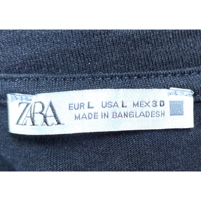 ZARA(ザラ)の☆ZARA リブ コットン Tシャツ 黒 ブラック 試着のみ 完売品 L ☆ レディースのトップス(Tシャツ(半袖/袖なし))の商品写真