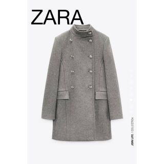 ザラ(ZARA)のZARA ザラ　コート　ウールブレンド　ハイネック　ウール　ボタン(ピーコート)