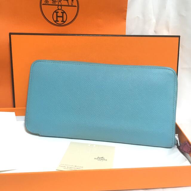 品質は非常に良い Hermes 正規品 長財布 ブルーアトール シルクイン