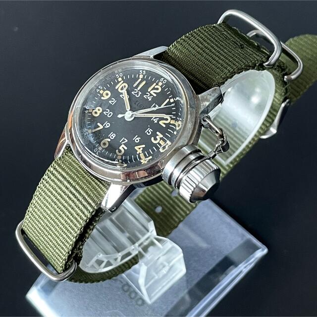 超希少】ELGIN/エルジン/腕時計/手巻/ミリタリー/フロッグマン/黒文字