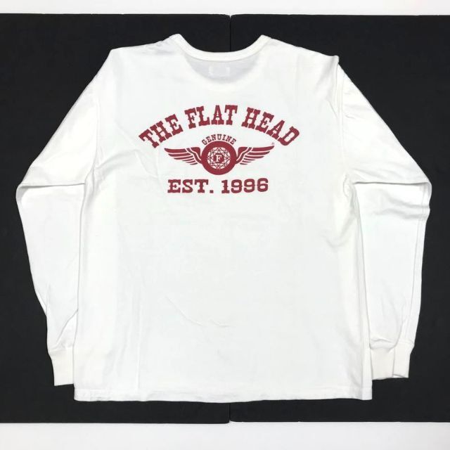 THE FLAT HEAD(フラットヘッド)の美品 フラットヘッド FLYING WHEEL ロンT 長袖 Tシャツ L 白 メンズのトップス(Tシャツ/カットソー(七分/長袖))の商品写真