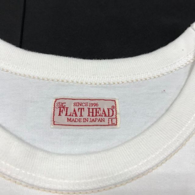 THE FLAT HEAD(フラットヘッド)の美品 フラットヘッド FLYING WHEEL ロンT 長袖 Tシャツ L 白 メンズのトップス(Tシャツ/カットソー(七分/長袖))の商品写真