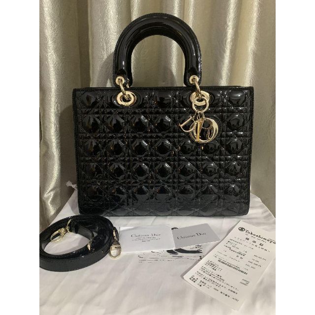 ☆大人気商品☆ 良品☆レディディオール ショルダートート 黒革 ロゴ