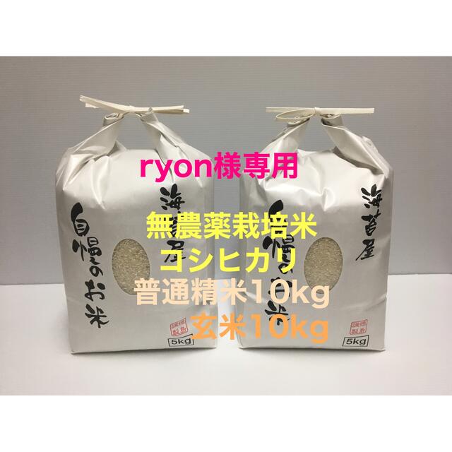 ryon様専用 無農薬コシヒカリ普通精米10kg、玄米10kg 令和3年 徳島産の通販 by U-KO's shop｜ラクマ