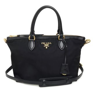 プラダ(PRADA)のプラダ 2WAY ハンドバッグ ショルダーバッグ 斜め掛け テスート ナイロン レザー ネロ ブラック 黒 1BA104 PRADA（中古）(ハンドバッグ)