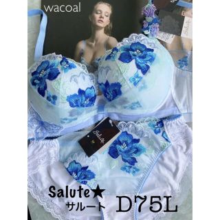 ワコール(Wacoal)の【新品タグ付】 ワコール／Salute★みずがめ座★リボンブラ♡♡D75L(ブラ&ショーツセット)