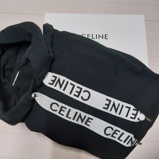 セリーヌ(celine)のCELINEセリーヌ　ロゴルーズスウェットパーカー黒XXL(パーカー)