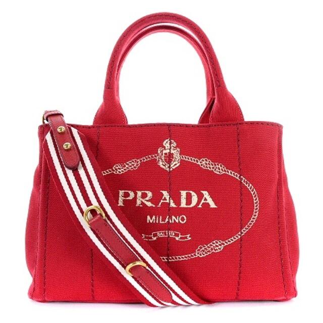 約30cmヨコプラダ PRADA CANAPA トートバッグ ショルダーバッグ 赤