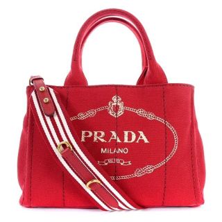 プラダ(PRADA)のプラダ PRADA CANAPA トートバッグ ショルダーバッグ 赤(トートバッグ)