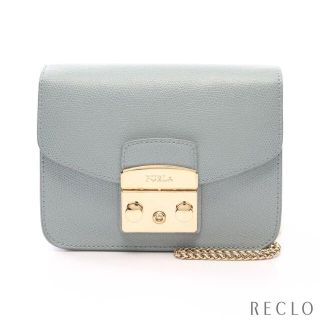 フルラ(Furla)のフルラ メトロポリス ミニ チェーンショルダーバッグ レザー ブルーグレー(ショルダーバッグ)