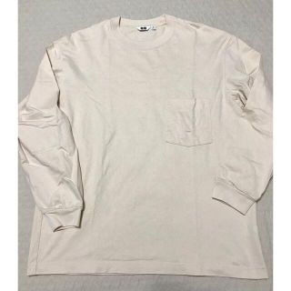 ユニクロ(UNIQLO)のUNIQLO U ユニクロ ユー クルーネック Tシャツ 長袖 ナチュラル XL(Tシャツ/カットソー(七分/長袖))