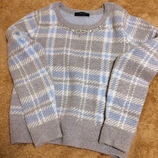 ページボーイ(PAGEBOY)の値下げ♡２点購入500円オフ♡新品★ページボーイ★ニット★ビジュー★チェック(ニット/セーター)