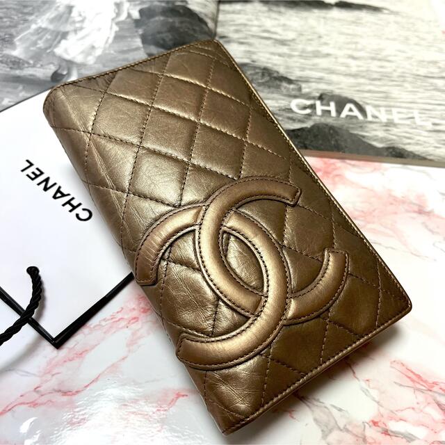 CHANEL シャネル 長財布 キャビアスキン がま口 ゴールド カンボンサンライズヴィンテージ