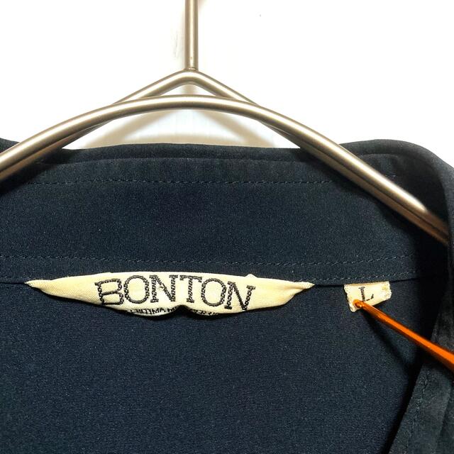 90S BONTON 刺繍 ポリシャツ 比翼ボタン Lサイズ 日本製 7