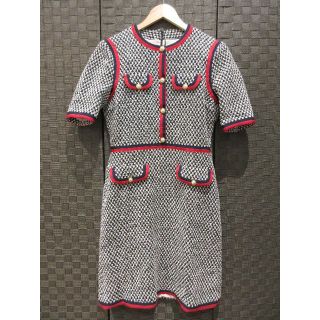 グッチ(Gucci)のGUCCI ツイード ワンピース パールボタン 44サイズ ★美品★(ひざ丈ワンピース)