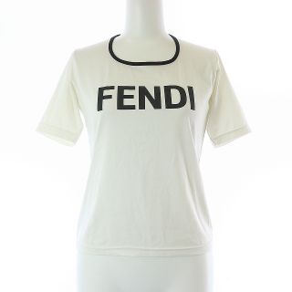 フェンディ(FENDI)のフェンディ Tシャツ カットソー 半袖 ロゴ 38 M 白 ホワイト 黒(Tシャツ(半袖/袖なし))